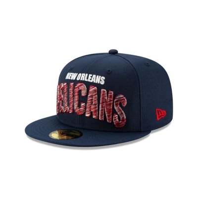 Blue New Orleans Pelicans Hat - New Era NBA Raised Threads 59FIFTY Fitted Caps USA8153426